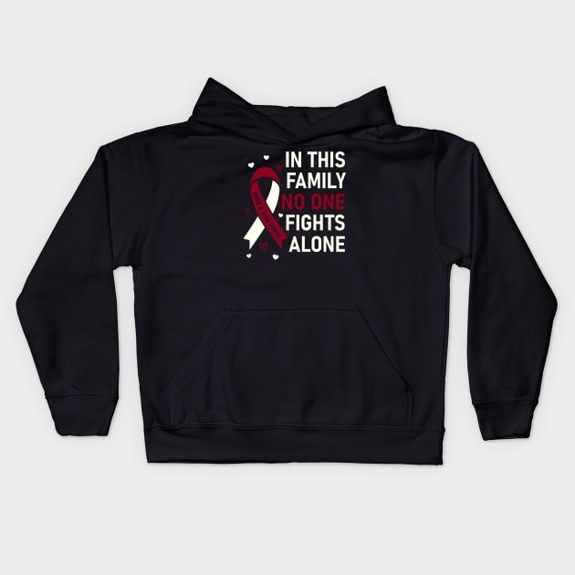 In This Family No One Fights Alone | Head & Neck Cancer Kids Hoodie by jverdi28